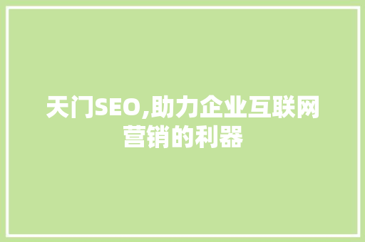 天门SEO,助力企业互联网营销的利器