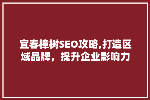 宜春樟树SEO攻略,打造区域品牌，提升企业影响力