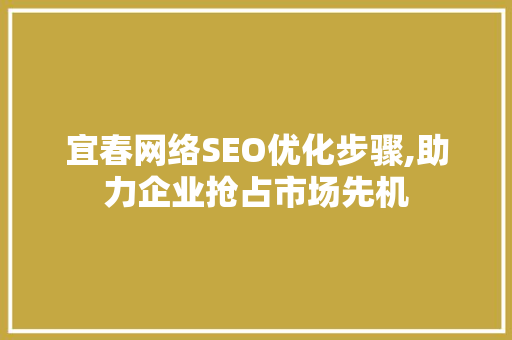 宜春网络SEO优化步骤,助力企业抢占市场先机