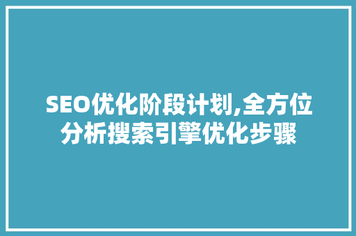 SEO优化阶段计划,全方位分析搜索引擎优化步骤