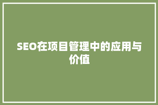 SEO在项目管理中的应用与价值