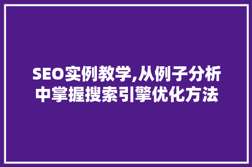 SEO实例教学,从例子分析中掌握搜索引擎优化方法