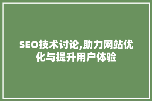 SEO技术讨论,助力网站优化与提升用户体验