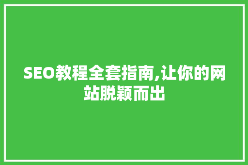 SEO教程全套指南,让你的网站脱颖而出