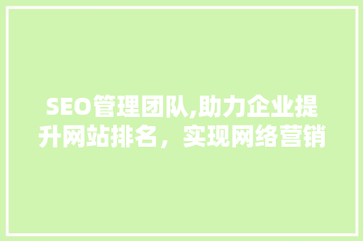 SEO管理团队,助力企业提升网站排名，实现网络营销新突破