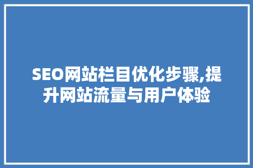 SEO网站栏目优化步骤,提升网站流量与用户体验