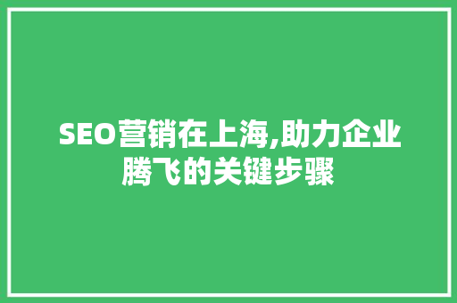 SEO营销在上海,助力企业腾飞的关键步骤