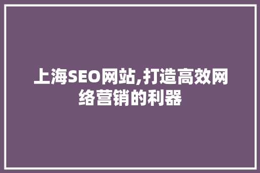 上海SEO网站,打造高效网络营销的利器