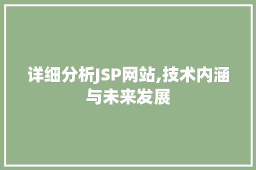详细分析JSP网站,技术内涵与未来发展