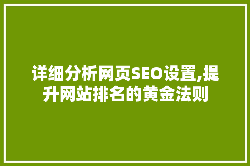 详细分析网页SEO设置,提升网站排名的黄金法则