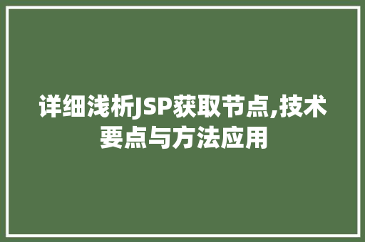 详细浅析JSP获取节点,技术要点与方法应用