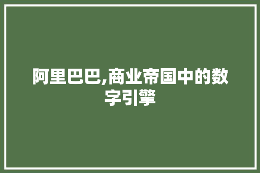 阿里巴巴,商业帝国中的数字引擎