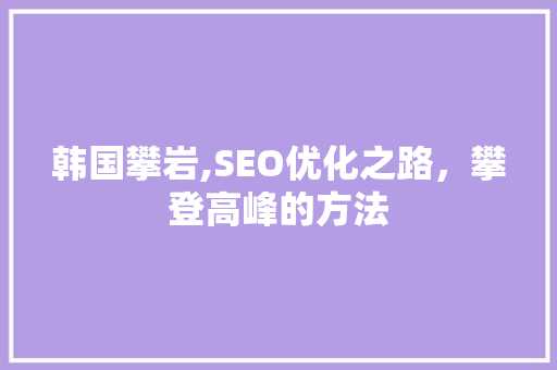 韩国攀岩,SEO优化之路，攀登高峰的方法