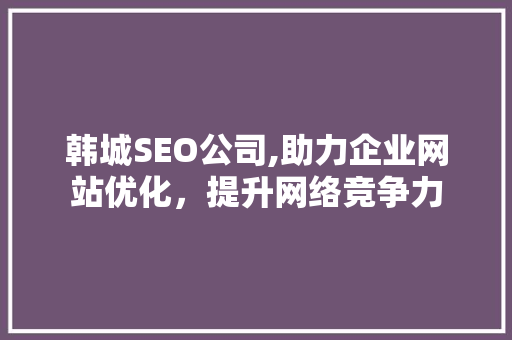 韩城SEO公司,助力企业网站优化，提升网络竞争力