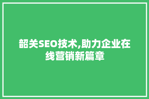 韶关SEO技术,助力企业在线营销新篇章