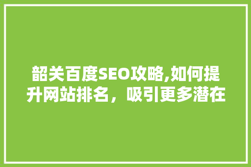 韶关百度SEO攻略,如何提升网站排名，吸引更多潜在客户