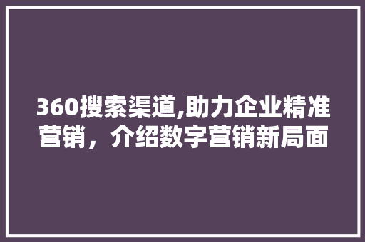 360搜索渠道,助力企业精准营销，介绍数字营销新局面
