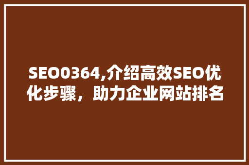 SEO0364,介绍高效SEO优化步骤，助力企业网站排名提升