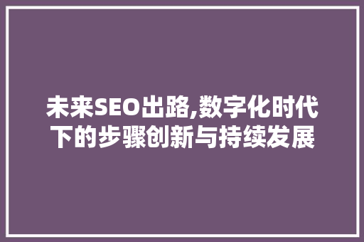 未来SEO出路,数字化时代下的步骤创新与持续发展