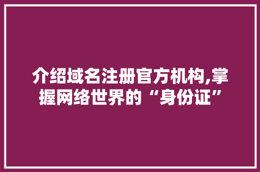 介绍域名注册官方机构,掌握网络世界的“身份证”
