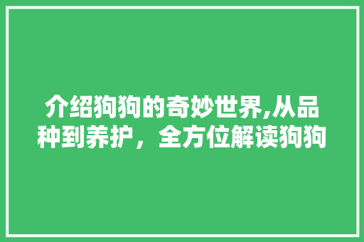 介绍狗狗的奇妙世界,从品种到养护，全方位解读狗狗知识