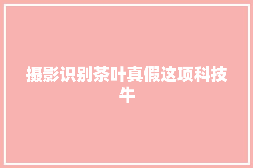 摄影识别茶叶真假这项科技牛
