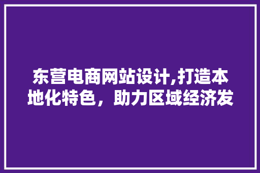 东营电商网站设计,打造本地化特色，助力区域经济发展