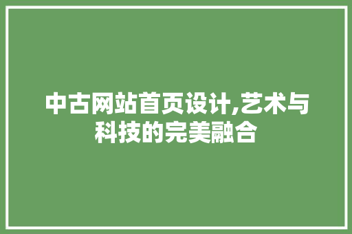 中古网站首页设计,艺术与科技的完美融合