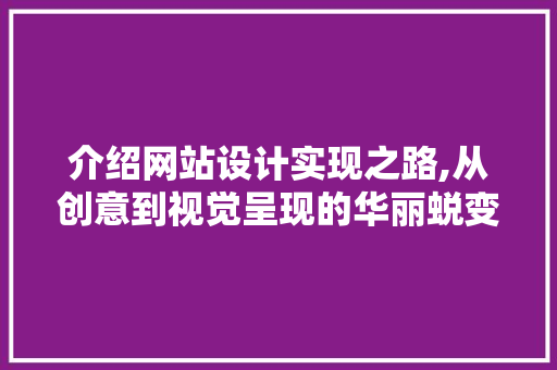 介绍网站设计实现之路,从创意到视觉呈现的华丽蜕变