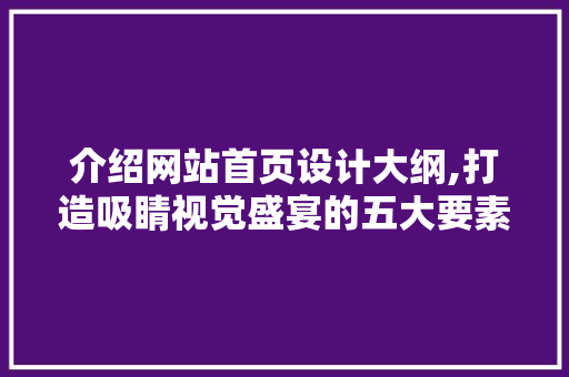 介绍网站首页设计大纲,打造吸睛视觉盛宴的五大要素