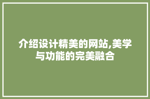 介绍设计精美的网站,美学与功能的完美融合