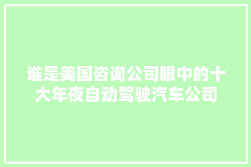 谁是美国咨询公司眼中的十大年夜自动驾驶汽车公司