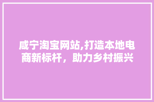 咸宁淘宝网站,打造本地电商新标杆，助力乡村振兴