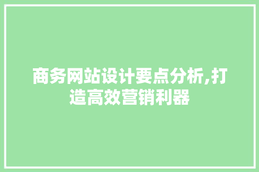 商务网站设计要点分析,打造高效营销利器