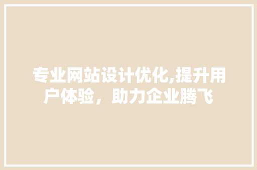专业网站设计优化,提升用户体验，助力企业腾飞