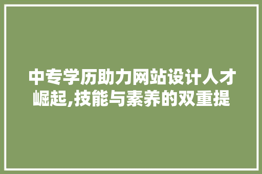 中专学历助力网站设计人才崛起,技能与素养的双重提升之路