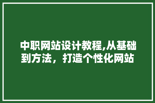 中职网站设计教程,从基础到方法，打造个性化网站