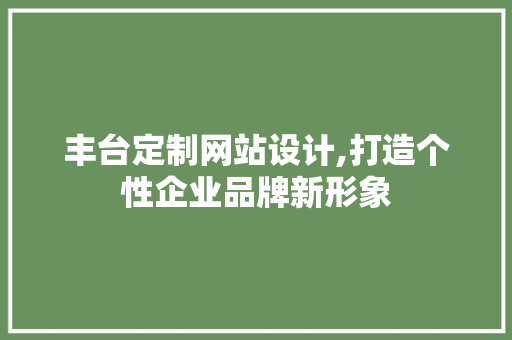 丰台定制网站设计,打造个性企业品牌新形象