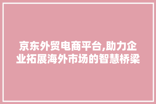 京东外贸电商平台,助力企业拓展海外市场的智慧桥梁