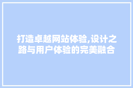 打造卓越网站体验,设计之路与用户体验的完美融合