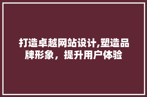 打造卓越网站设计,塑造品牌形象，提升用户体验