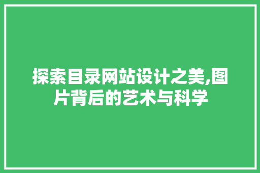 探索目录网站设计之美,图片背后的艺术与科学