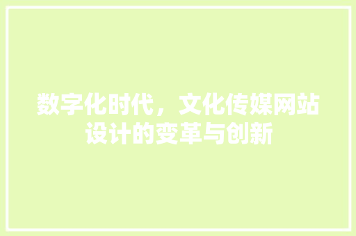 数字化时代，文化传媒网站设计的变革与创新