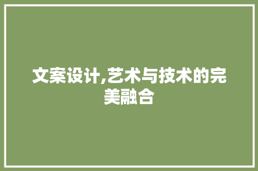 文案设计,艺术与技术的完美融合