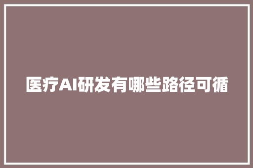 医疗AI研发有哪些路径可循