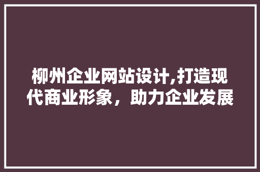 柳州企业网站设计,打造现代商业形象，助力企业发展