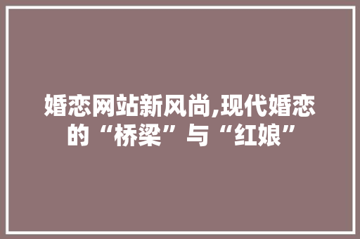 婚恋网站新风尚,现代婚恋的“桥梁”与“红娘”