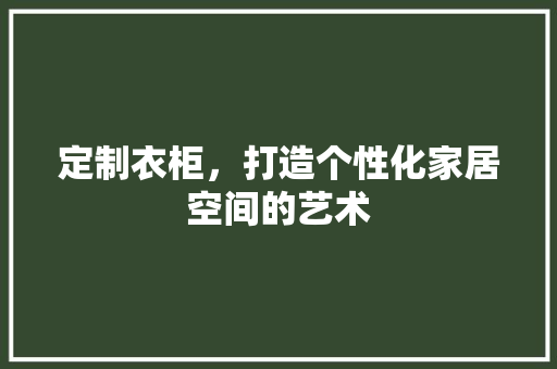 定制衣柜，打造个性化家居空间的艺术