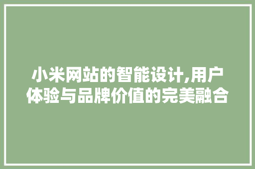 小米网站的智能设计,用户体验与品牌价值的完美融合