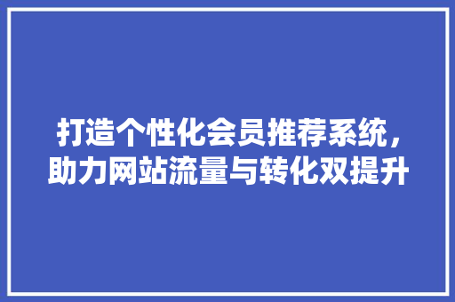 打造个性化会员推荐系统，助力网站流量与转化双提升